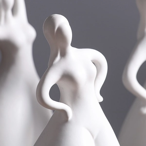 Abstract white ceramic female form sculpture for modern minimalist home decor