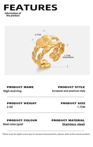 Detail view of adjustable gold heart ring with 'for best' engraving and specifications