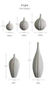 Tabella delle taglie per vasi in ceramica a forma di aglio con altezze da 15,7 cm a 50 cm