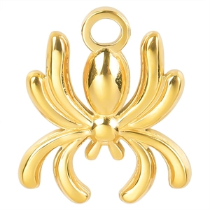 Detail of 18k gold plated stainless steel spider pendant charm for DIY jewelry