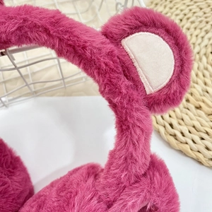 Plüschige rosa Teddybär Ohrenschützer für Kinder mit weichem Kunstfell und beweglichen Ohren