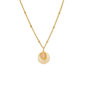 Sunburst Pendant Necklace Stainless Steel Cat Eye Stone Vintage Satellite Chain Jewelry For Women