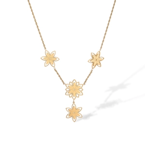 Minimalist gold-plated flower geometric titanium necklace for women with hollow floral pendants