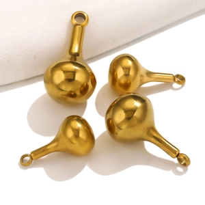 Set of four minimalist gold stainless steel hulu gourd pendants for DIY jewelry