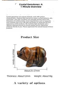 Detailed view of hand-carved tiger eye stone pig figurine with dimensions 25-27mm
