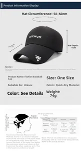 Size chart showing breathable baseball cap dimensions with detailed head circumference guide