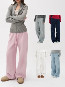 Pantalon De Jogging Large Femme Mélange De Coton Taille Basse Cordon Décontracté Ample Jambe Droite Sport