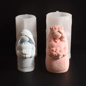 3D Virgin Mary and bride bouquet silicone mold for handmade aromatherapy candles