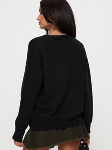 Maglia in maglia slim fit da donna a maniche lunghe con stampa 3D vista posteriore a 45 gradi