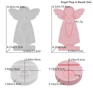 Detail view of angel shaped mold dimensions including height width and base weight