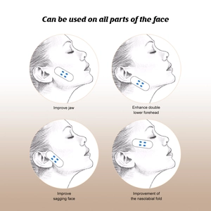 Facial lifting patch detail view showing application instructions for face parts.