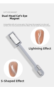 Dual-ended cat eye nail magnet tool for creating lightning and S-shape effects
