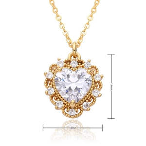 Detailed view of the 19mm by 16mm dimensions for the heart-shaped zircon pendant