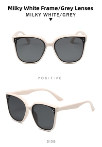 Detailed views of off-white oversized square sunglasses with silver stud accents