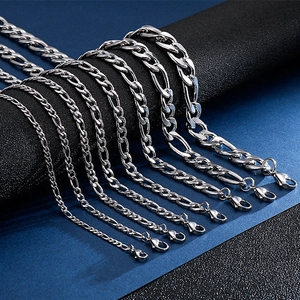 Figaro Chain Necklace Stainless Steel Hip Hop Punk Trendy Link Necklaces For Men Women Silver Color