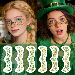 St. Patricks Day Gesicht Sommersprossen Temporäre Tattoo Aufkleber Wasserdicht Kleeblatt Glückliches Grün Gold Für Party Make-up