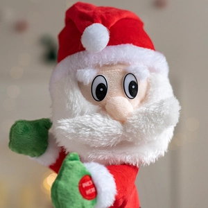 Electric dancing Santa Claus plush doll with music button for 2025 Christmas decoration