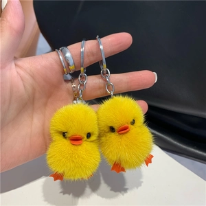 Mini Minkfell Kleine Gelbe Ente Schlüsselanhänger Süß Plüsch Tier Puppe Tasche Anhänger Deko Auto Schultasche Hängen Ornament Geschenk