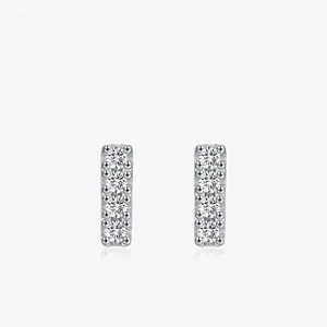 Boucles D'oreilles Moissanite 925 Sterling Silver Earring Post Couleur D VVS1 Barre Rectangulaire Bijoux Exquis Pour Femmes