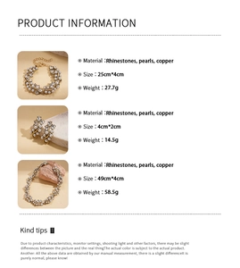 Detailed size specifications for baroque pearl and rhinestone necklace jewelry set