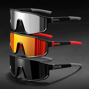 Three rimless square sunglasses with silver, orange-red, and black mirrored lenses