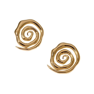 Minimalist gold-plated stainless steel spiral earrings with a modern swirl design