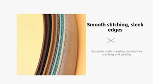 Detailed macro view of precision stitching and smooth edge oil finish on leather belts