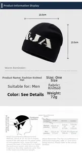 Size chart showing knit beanie dimensions 23.5cm and head circumference guide