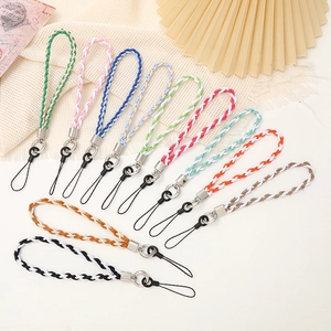 Mobile Phone Lanyard Wrist Strap Two-Tone Braided Polyester Cotton Twisted Rope Anti-Lost Phone Accessory Minimalist Sweet