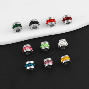 Colorful rhinestone stainless steel spacer beads for DIY jewelry and necklaces