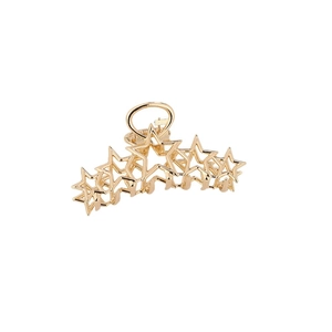 Fashionable golden hollow star-shaped metal hair claw clip with spring mechanism
