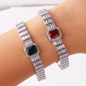 Luxury Bracelet Rectangular Gemstone Halo AAA Zirconia 18K Gold Plated Brass Watch Band Style Elegant Jewelry For Women
