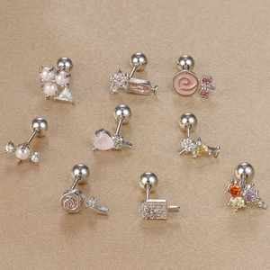 Lollipop and ice cream 18K gold plated stainless steel stud earrings set for women