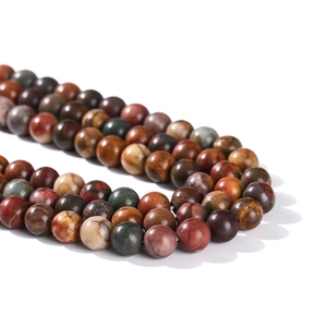 Natural Picasso stone beads strand in multicolored earthy tones for DIY jewelry making