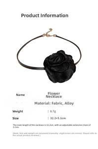 Detailed size specifications for the 32.2cm black lace fabric rose choker with 5.1cm extension