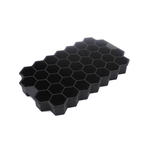 Stampo per ghiaccio in silicone nero a nido d'ape per cubetti esagonali, 37 celle