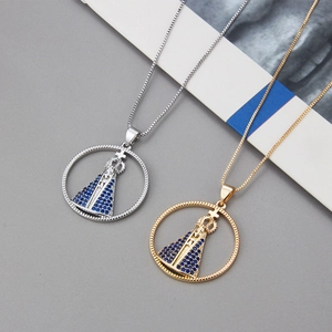 Colliers vintage or et argent avec pendentifs Vierge Marie en zircons colorés