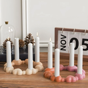 Modern ring candle holder with bubble cloud texture in beige and orange gradients