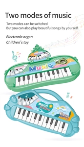 Dual-mode 13-key portable children electronic piano toy in vibrant green and blue colors