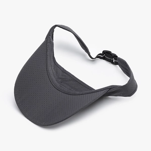 Breathable dark grey sun visor hat for outdoor sports with adjustable strap and long brim