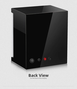 Rear view of watch winder showing DC power port, red light power switch, and toggle buttons