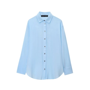 Classic light blue button-up shirt with pleated texture in a clean flat-lay product view