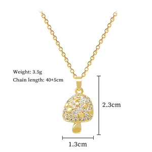 Detailed size chart for mushroom pendant necklace with length and weight specifications