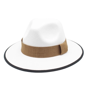 Classic Fedora Hat Wide Brim Jazz Hat British Style Flat Top For Men Women Cotton Polyester Felt Contrast Trim Elegant