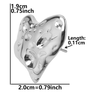 Size specifications of heart-shaped liquid metal style 304 stainless steel stud earrings
