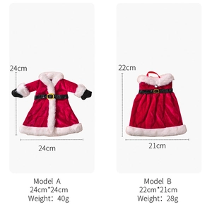 Detailed size and weight specs for Christmas wine bottle sweater and mini dress decor