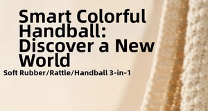 Detail of baby Manhattan ball toy featuring soft rubber material and built-in rattle function
