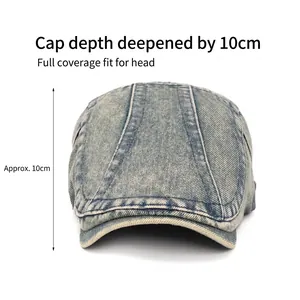 Retro washed denim ivy cap with 10cm depth for a perfect head wrap and fit