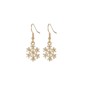 Sparkling gold snowflake drop earrings with rhinestone crystals for women