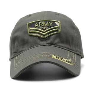 Army green cotton canvas baseball cap with Army embroidery and Navy Seal visor print